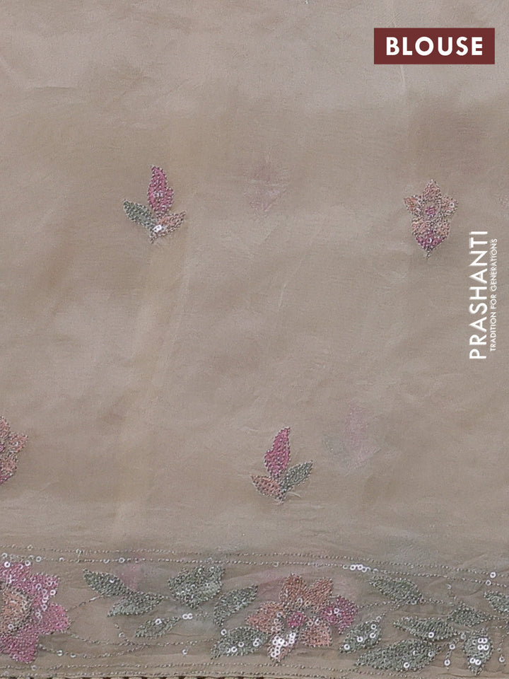 Cream Pure Organza Silk - Embroidery