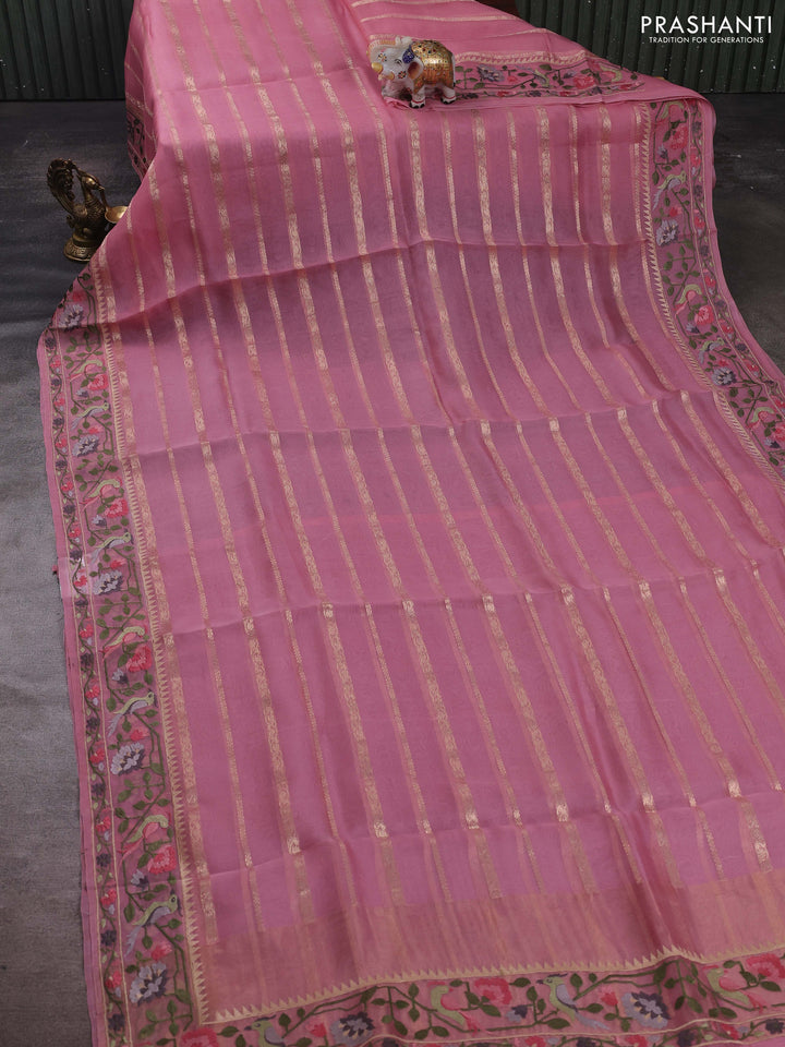 Pink Pure Organza Silk - Embroidery