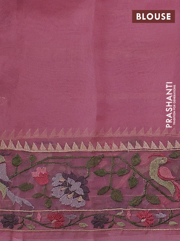 Pink Pure Organza Silk - Embroidery