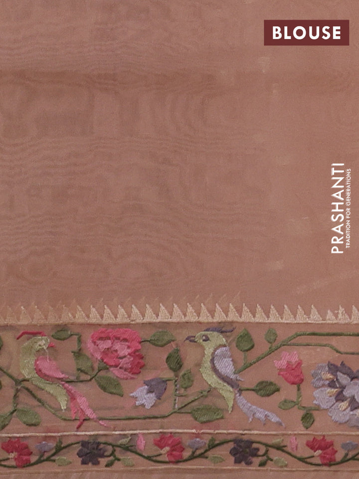 Peach Pure Organza Silk - Embroidery