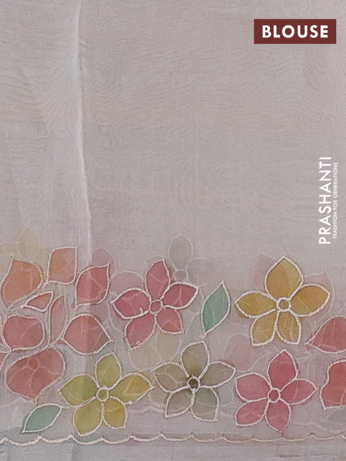 Cream Pure Organza Silk - Embroidery