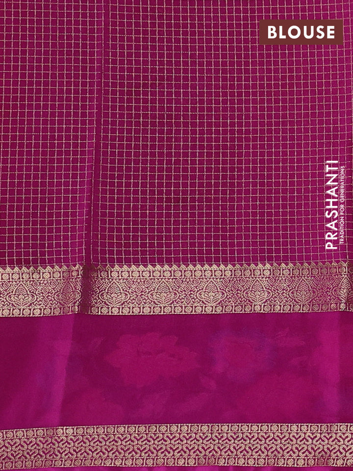 Yellow & Magenta Pink Semi Mysore Silk - Embroidery