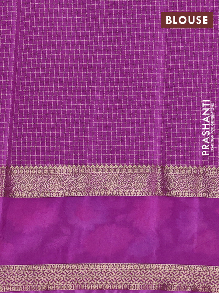 Purple & Lavender Semi Mysore Silk - Embroidery