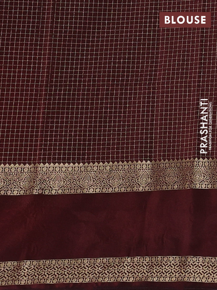 Rust & Coffee Brown Semi Mysore Silk - Embroidery