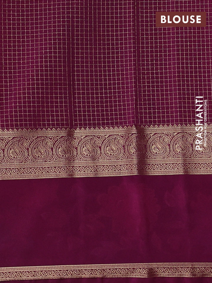 Mauve Pink & Wine Semi Mysore Silk - Embroidery