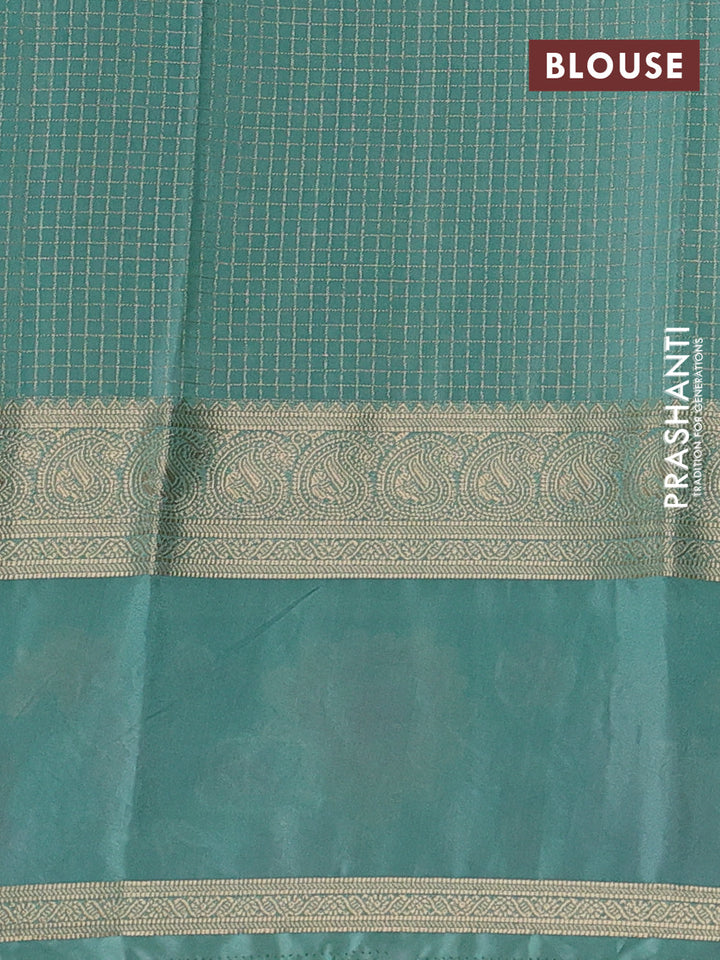 Peacock Green & Pastel Green Semi Mysore Silk - Embroidery