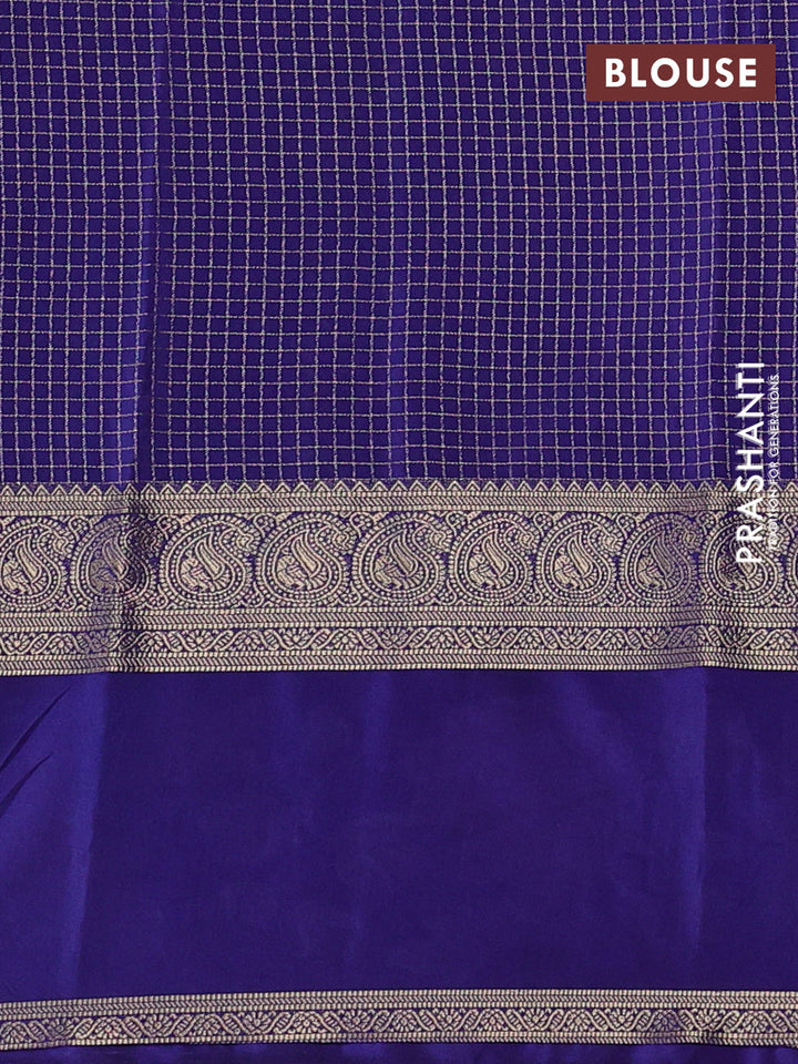 Teal Blue & Blue Semi Mysore Silk - Embroidery