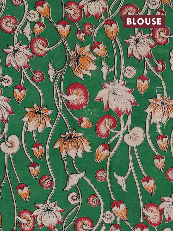 Pink & Green Narayanpet Cotton - Kalamkari Blouse