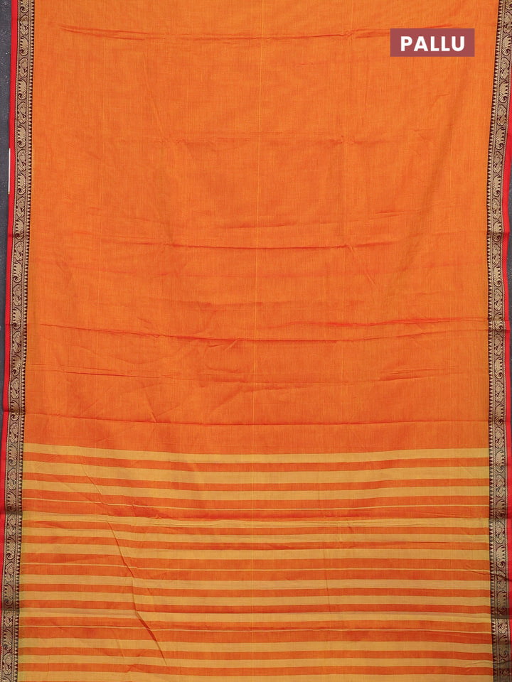 Sunset Orange & Mustard Yellow Narayanpet Cotton - Kalamkari Blouse