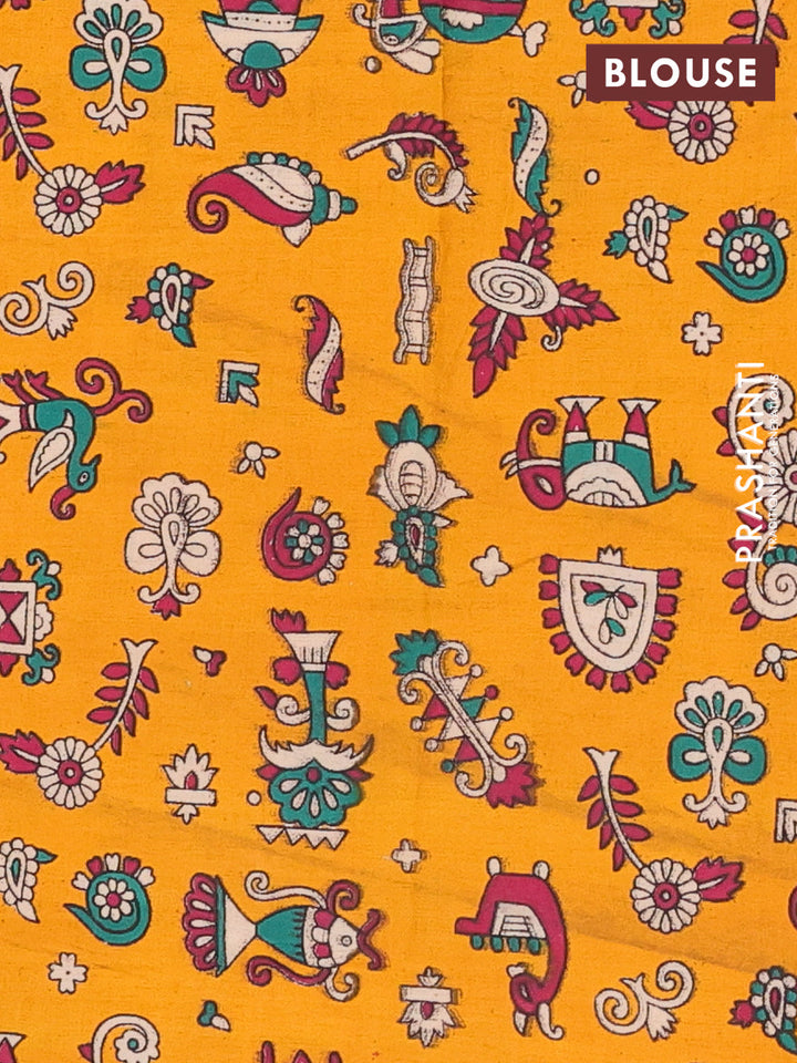 Sunset Orange & Mustard Yellow Narayanpet Cotton - Kalamkari Blouse