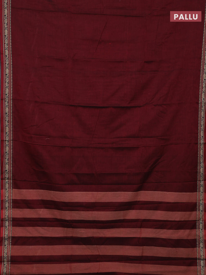 Maroon & Beige Narayanpet Cotton - Kalamkari Blouse