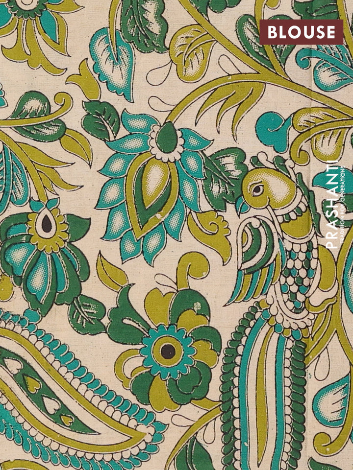 Green & Beige Narayanpet Cotton - Kalamkari Blouse