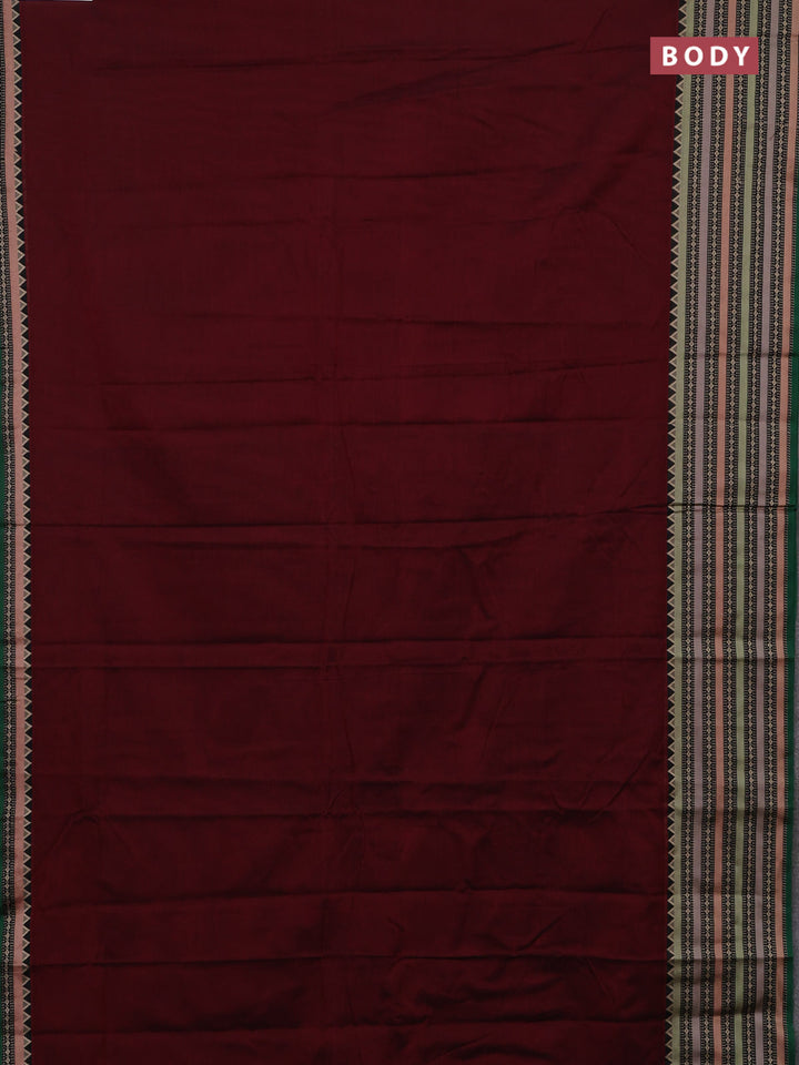 Maroon & Green Narayanpet Cotton - Kalamkari Blouse