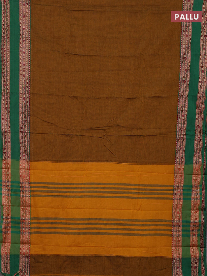 Mustard Yellow & Green Narayanpet Cotton - Kalamkari Blouse