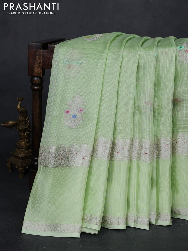 Pista Green Banarasi Kota Silk Saree