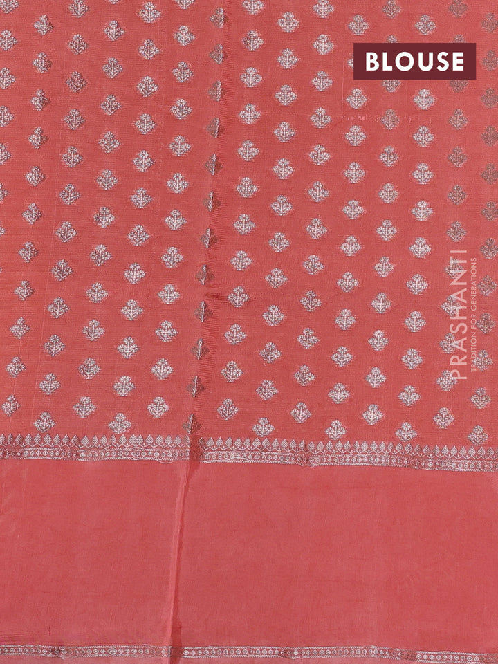 Pale Yellow & Peach Orange Banarasi Kota Silk Saree