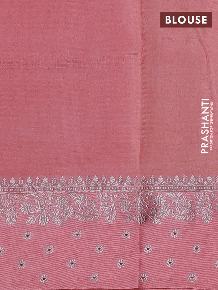 Pale Yellow & Peach Orange Banarasi Kota Silk Saree