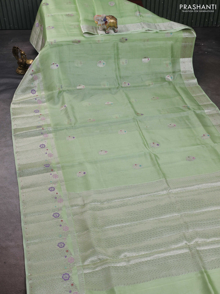 Pista Green Banarasi Kota Silk Saree