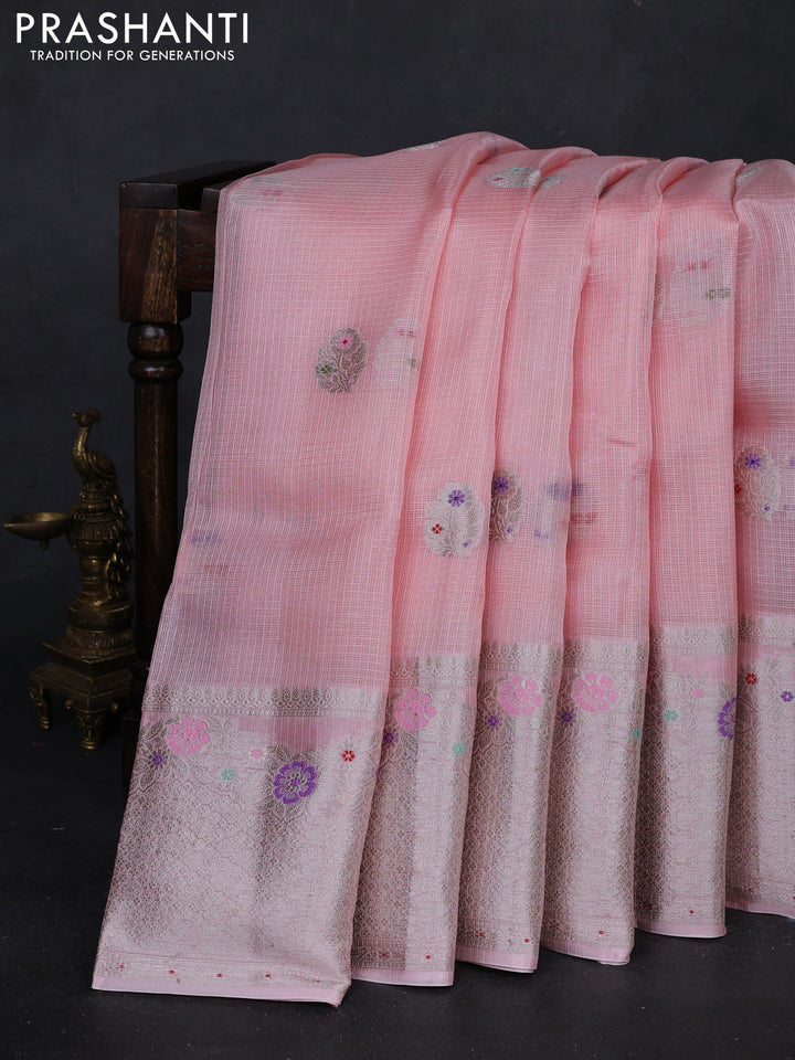 Peach Banarasi Kota Silk Saree