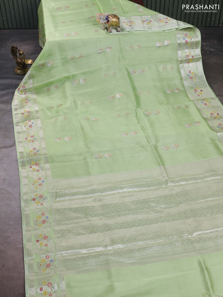 Pista Green Banarasi Kota Silk Saree