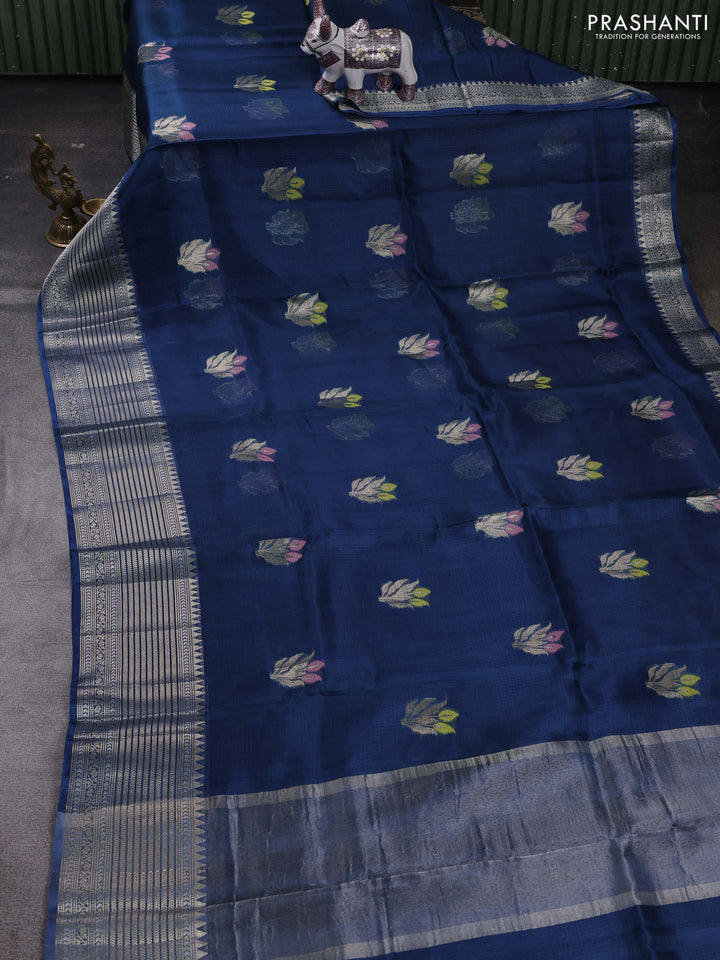 Peacock Blue Banarasi Kota Silk Saree