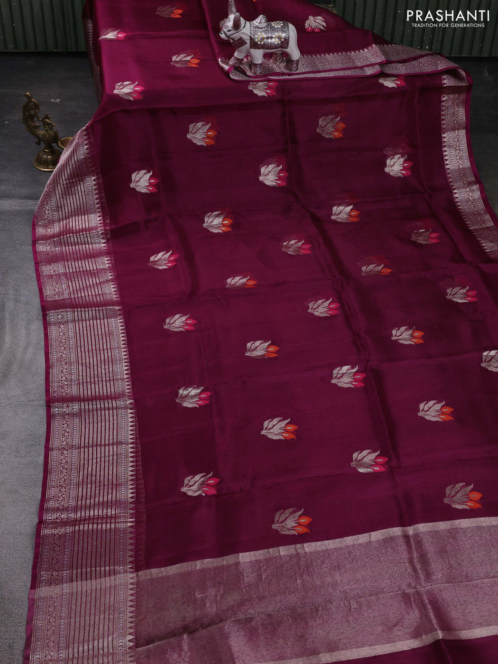 Wine Banarasi Kota Silk Saree