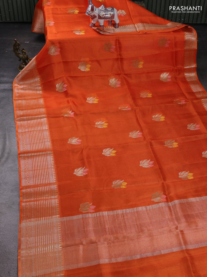 Orange Banarasi Kota Silk Saree