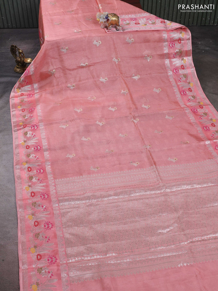 Peach Banarasi Kota Silk Saree