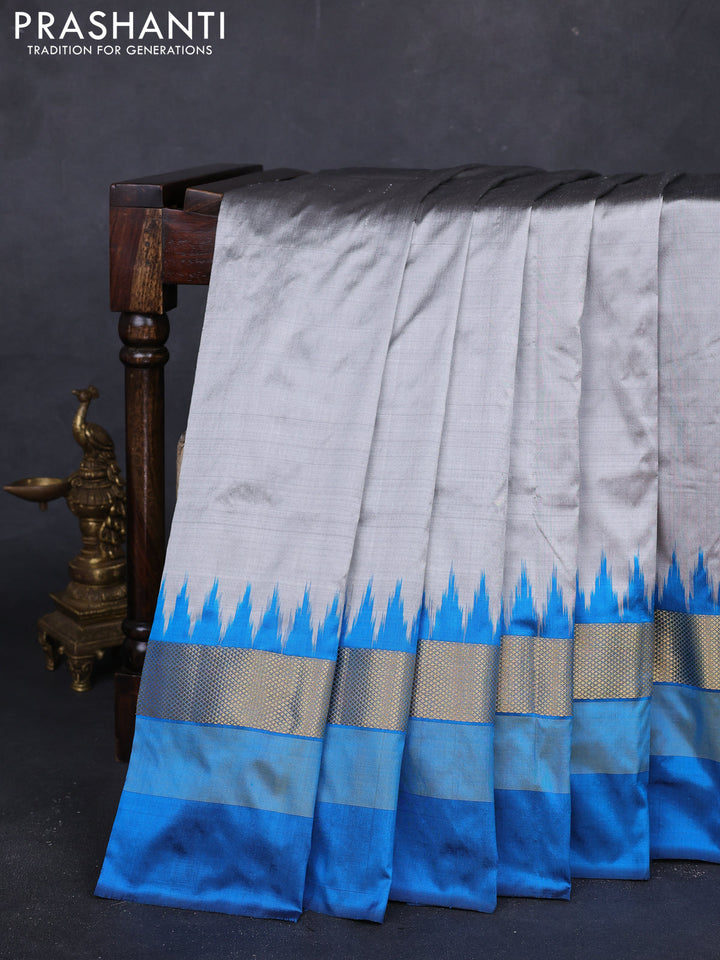 Grey & Cs Blue Pochampally Silk Saree