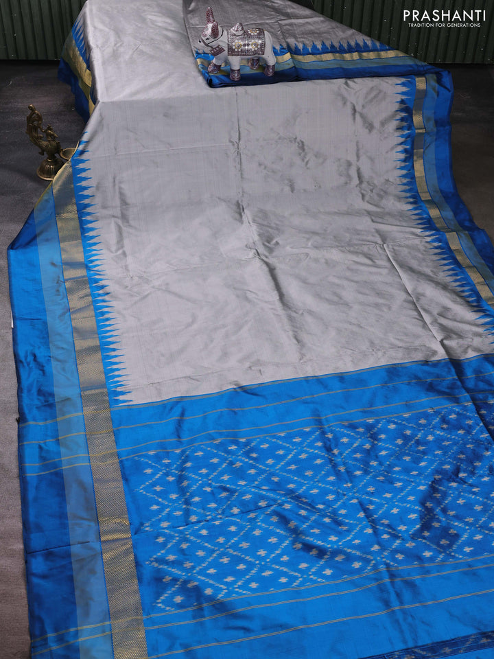 Grey & Cs Blue Pochampally Silk Saree