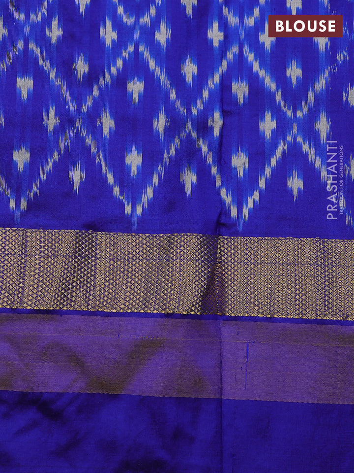Grey & Blue Pochampally Silk Saree