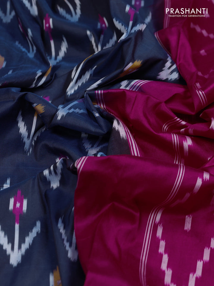 Blue & Pink Pochampally Silk Saree