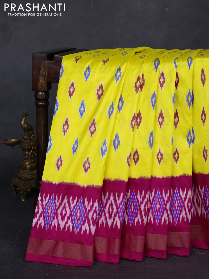 Yellow & Pink Pochampally Silk Saree