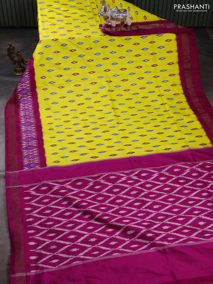 Yellow & Pink Pochampally Silk Saree