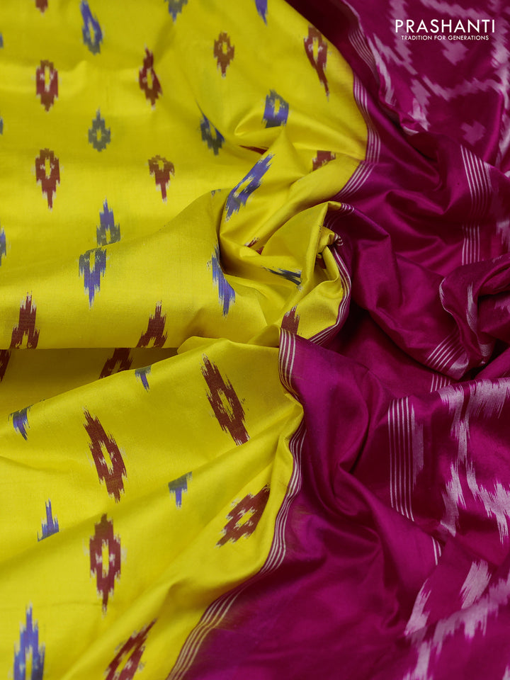 Yellow & Pink Pochampally Silk Saree