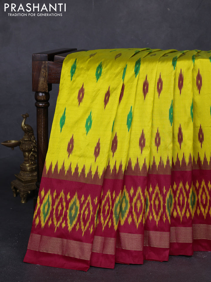 Yellow & Red Pochampally Silk Saree