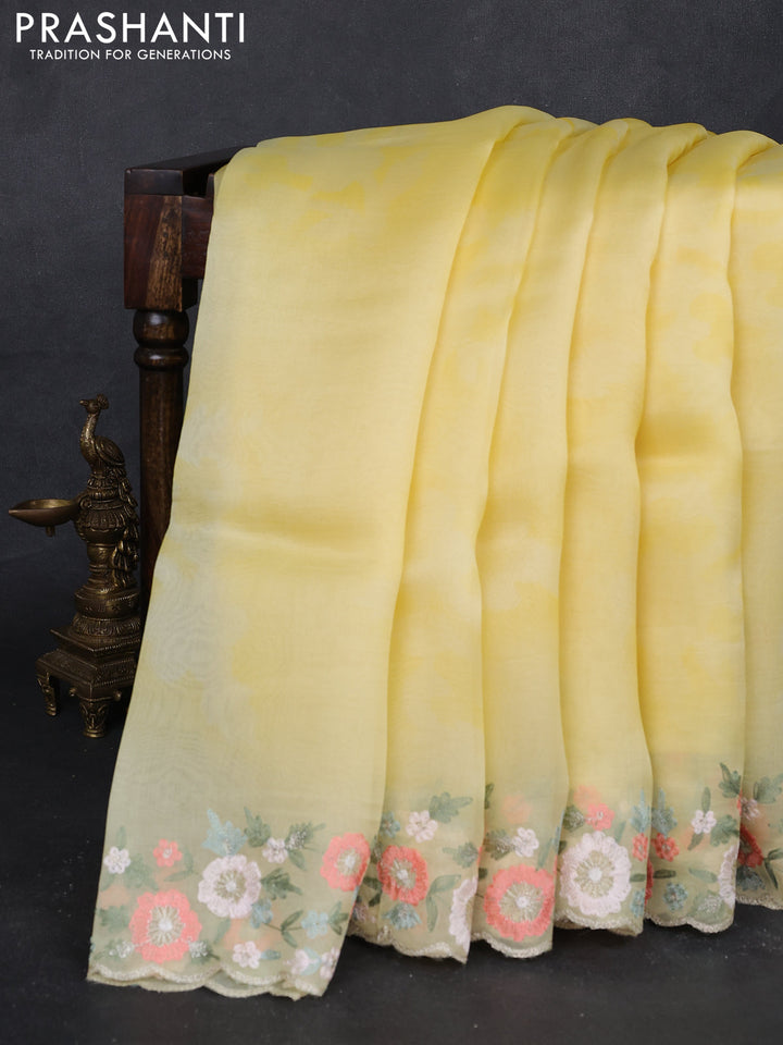 Yellow Pure Organza Silk - Embroidery