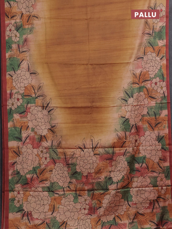 Mustard Yellow & Rust Printed Silk - Floral Prints