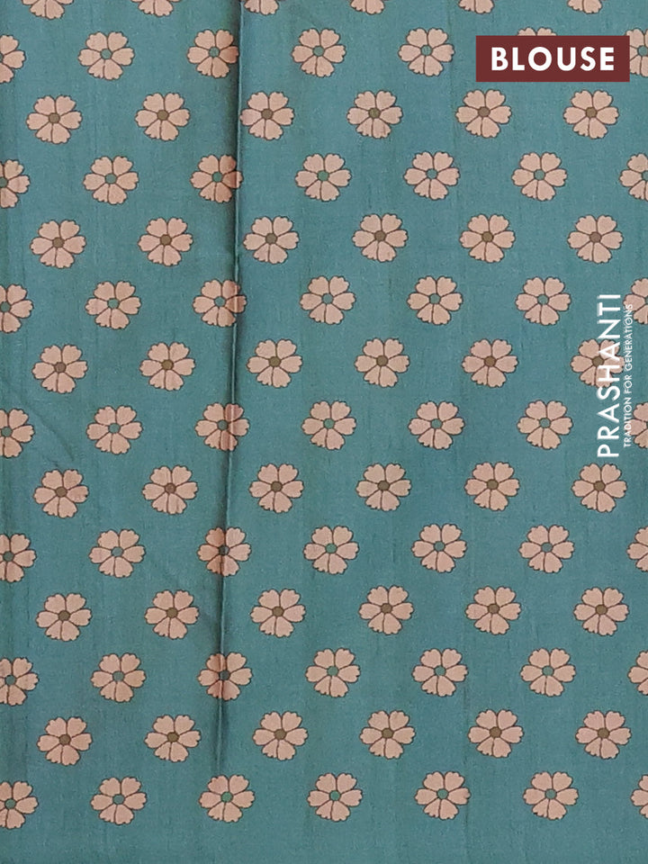 Green & Peacock Green Printed Silk - Floral Prints