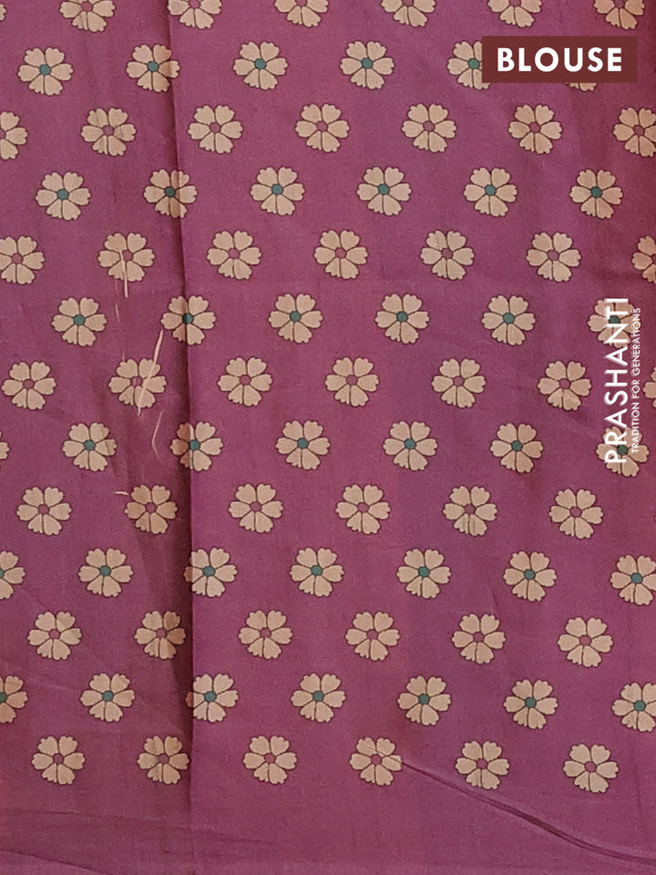 Green & Magenta Pink Printed Silk - Floral Prints
