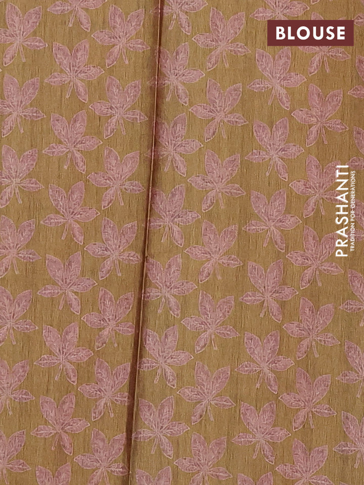Peach & Mehendi Green Printed Silk - Floral Prints