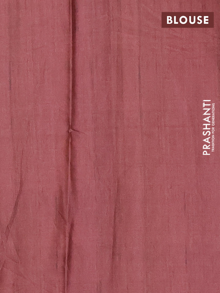 Peach & Maroon Printed Silk - Leaf Prints