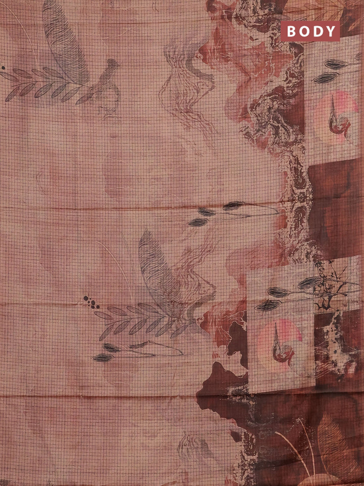 Peach & Rust Printed Silk - Leaf Prints