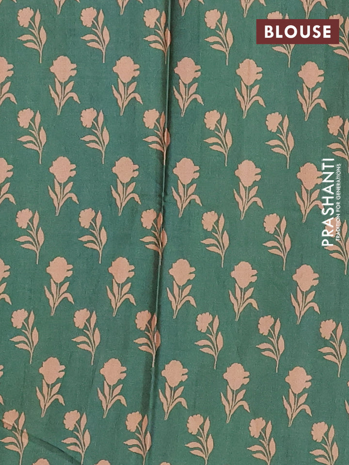 Brown & Green Printed Silk - Floral Prints