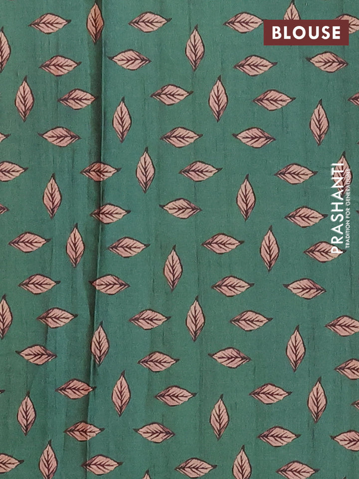 Peach & Green Printed Silk - Floral Prints