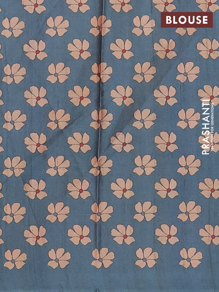 Maroon & Grey Printed Silk - Floral Prints