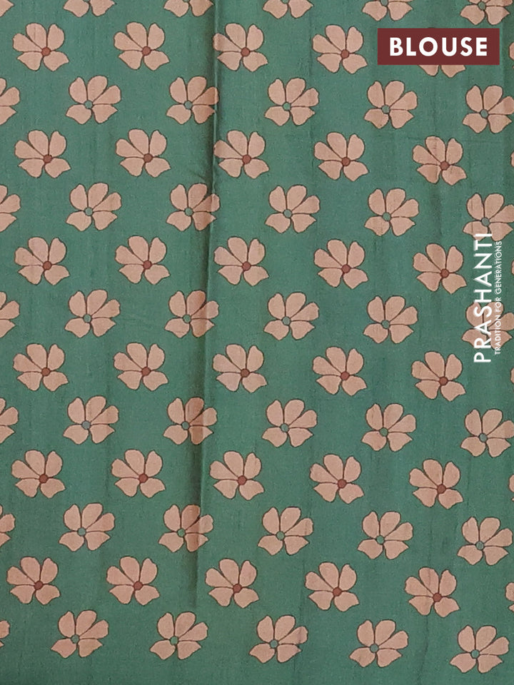 Rust & Green Printed Silk - Floral Prints