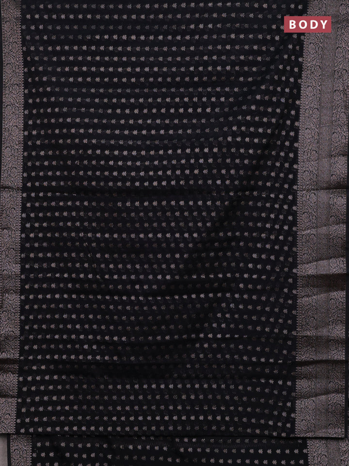 Black Semi Chiniya Silk Saree