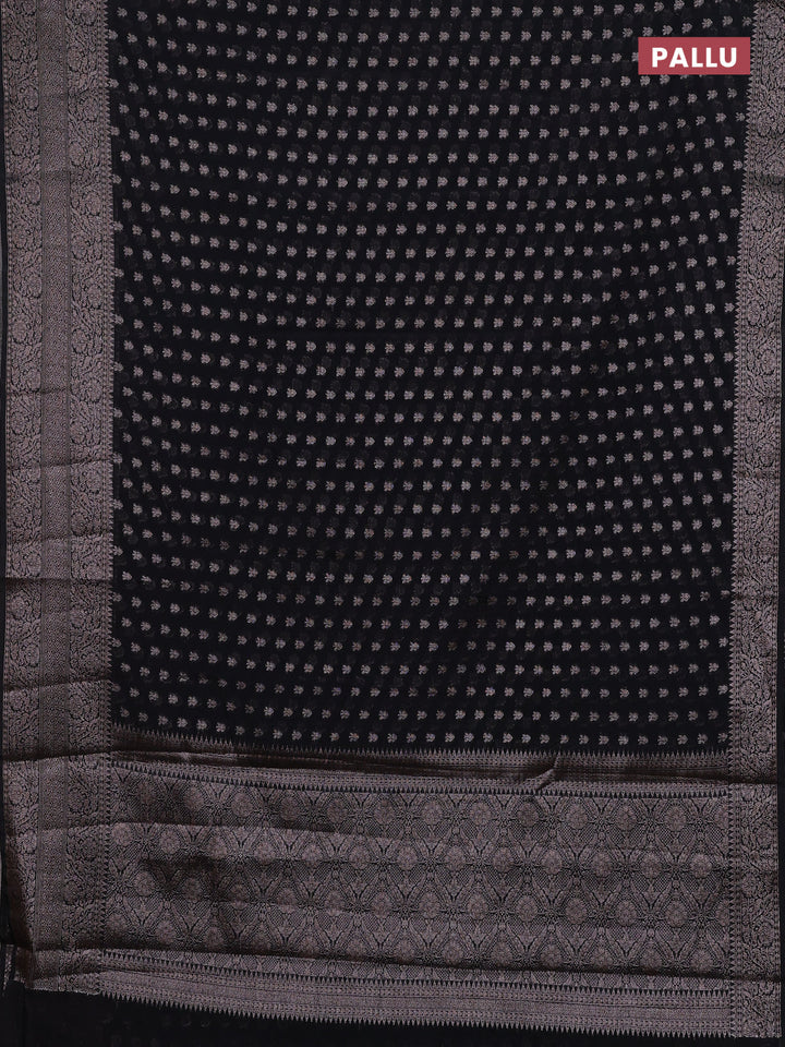 Black Semi Chiniya Silk Saree