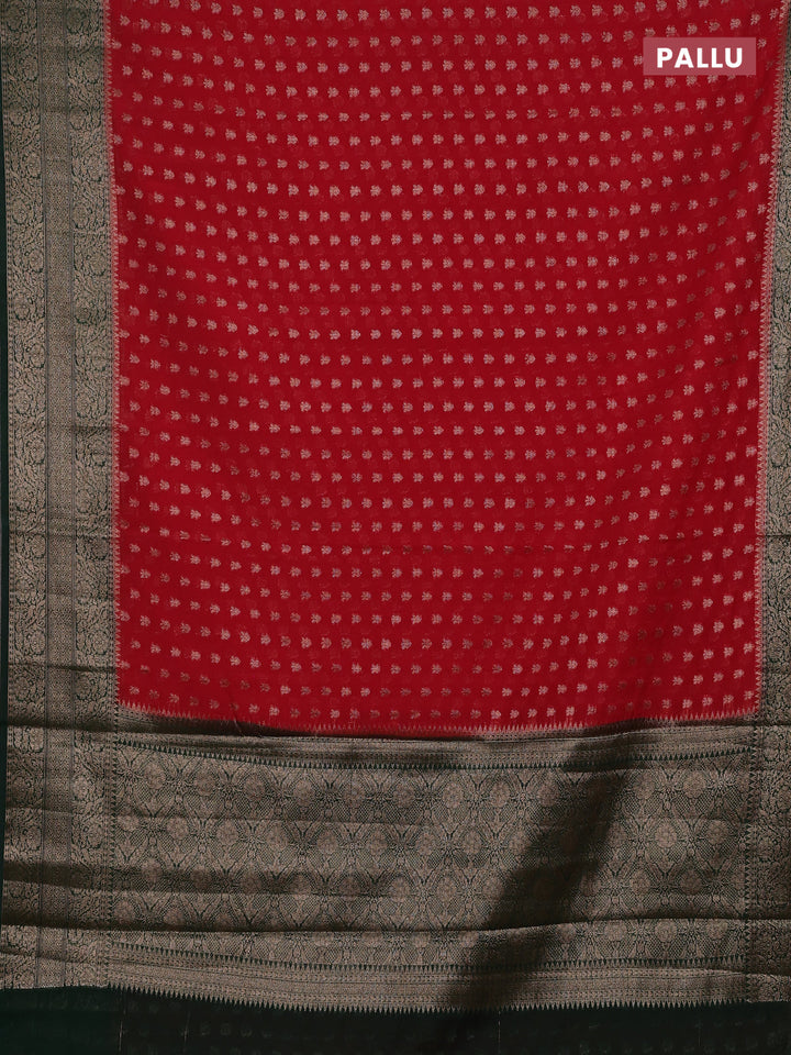 Red & Green Semi Chiniya Silk Saree